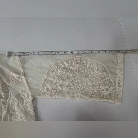 Rebellion Again Mesh & Floral Embroidery Open Cardigan Bed Jacket L - Picture 5 of 8